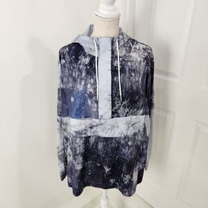 Nike Windbreaker Jacket Womens M Gray Blue Wave Dye Moon Celestial Stars Sports